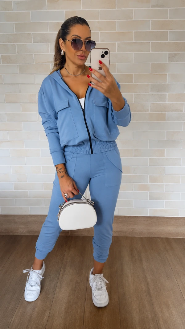 Conjunto Ana Luiza Calça e Jaqueta Bomber Moletinho