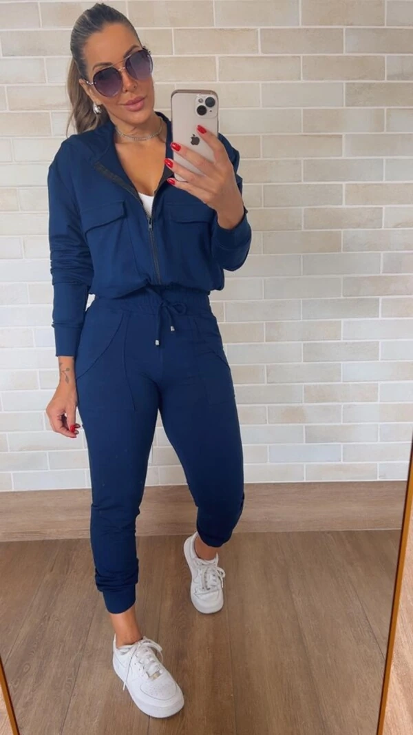 Conjunto Ana Luiza Calça e Jaqueta Bomber Moletinho