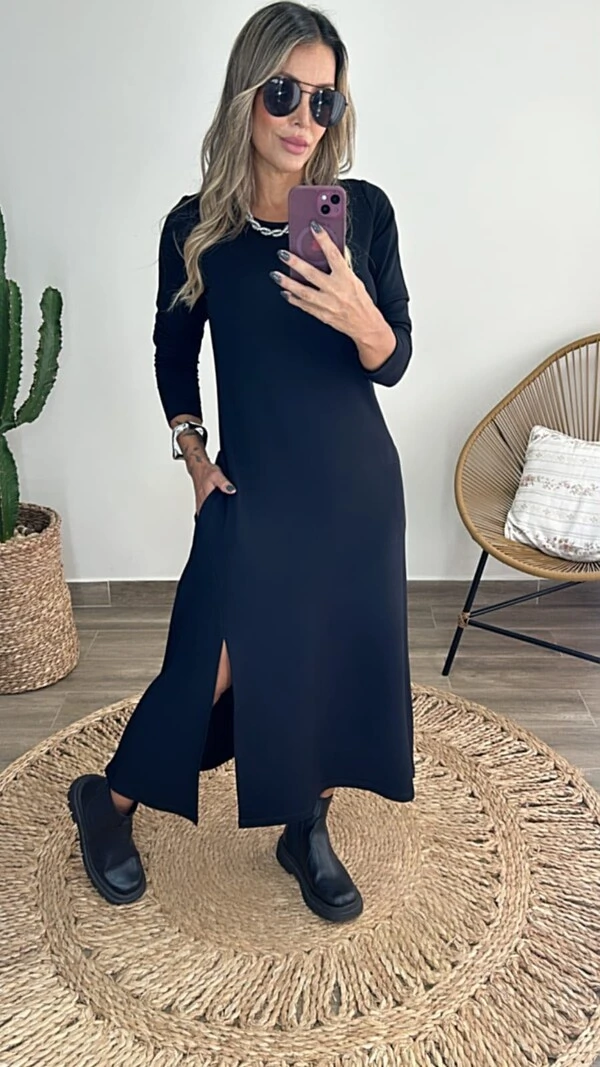 Vestido Heloisa Midi em Moletinho – Conforto e Elegância para o Dia a Dia