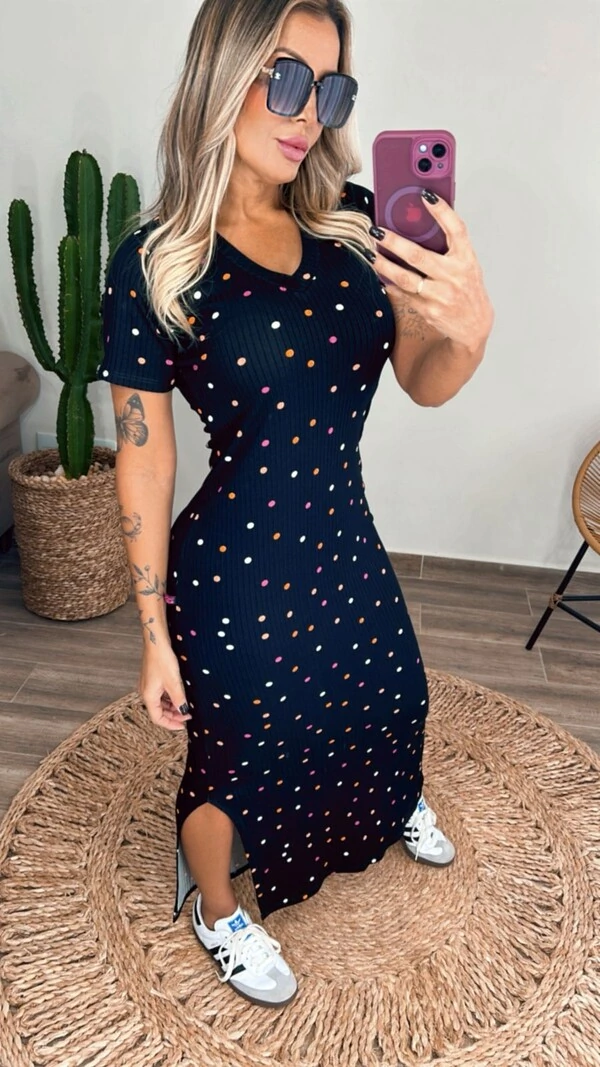 Vestido Midi Canelado