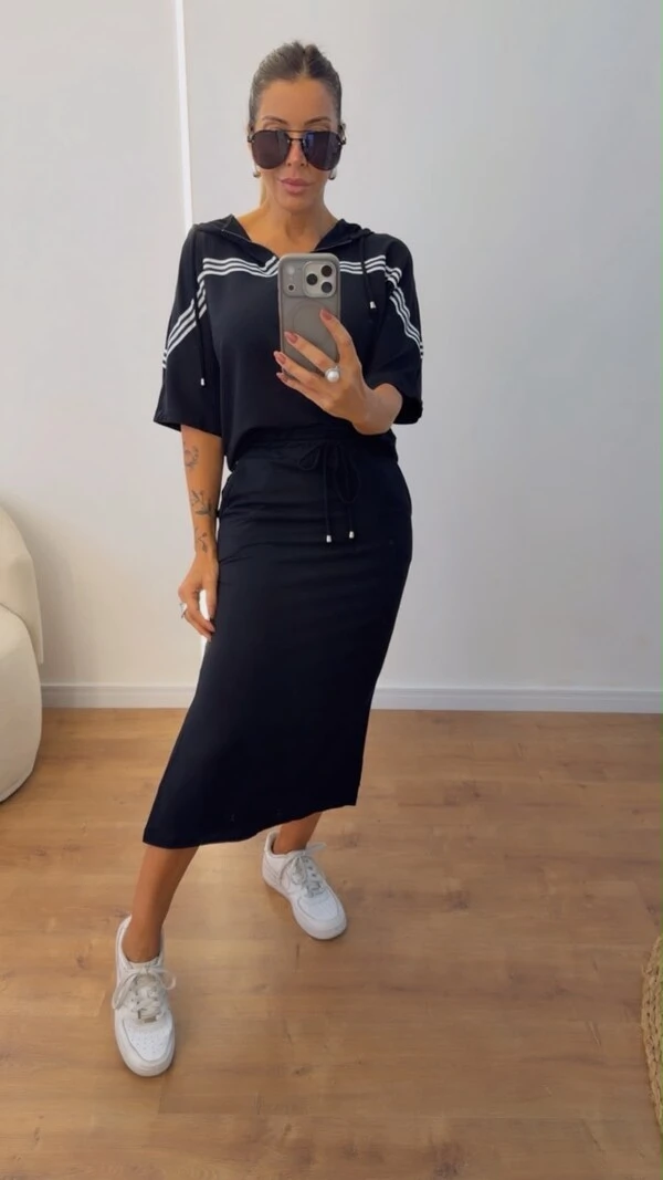 Conjunto Carmem em Moletinho com Blusa e Saia Midi