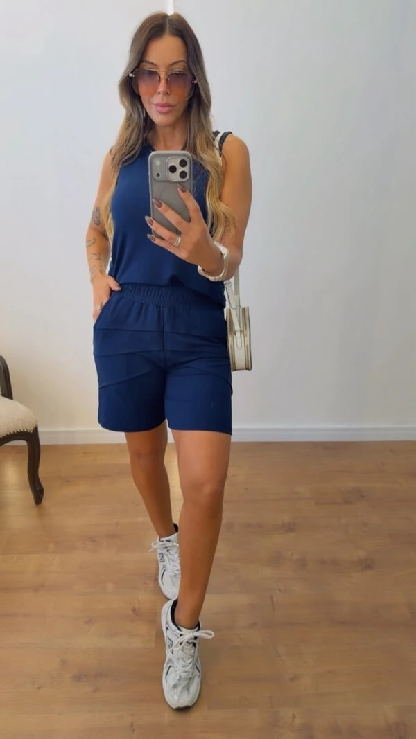 Conjunto Marina em Moletinho – Regata e Shorts Feminino