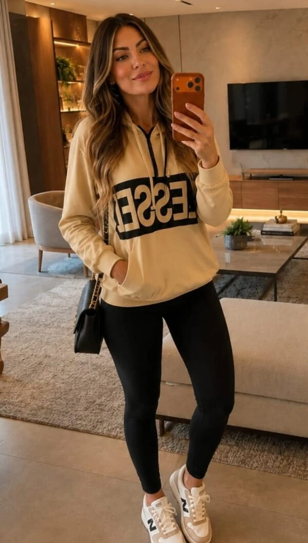 Conjunto Blessed Feminino com Legging Prada e Blusa em Moletinho