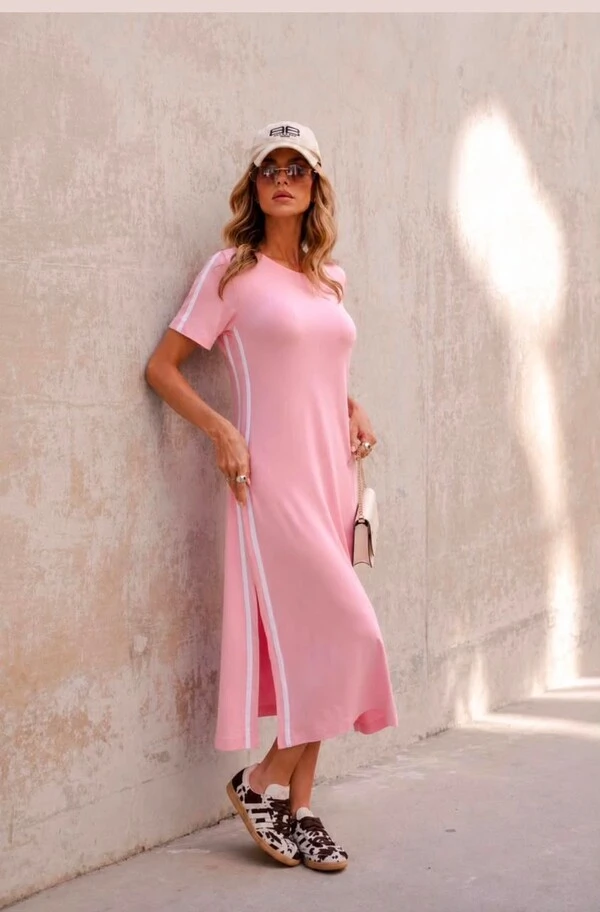 Vestido Rosália Midi em Moletinho com Fendas Laterais