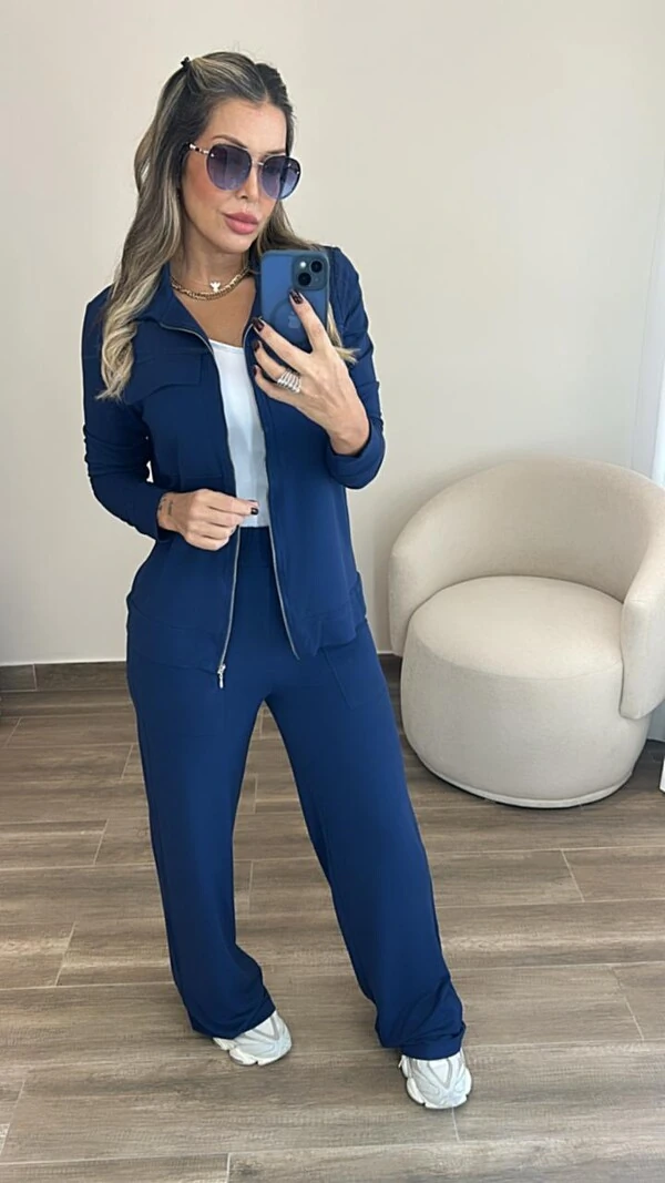 Conjunto Feminino Moletinho Nevasca com Bomber Alongada e Calça