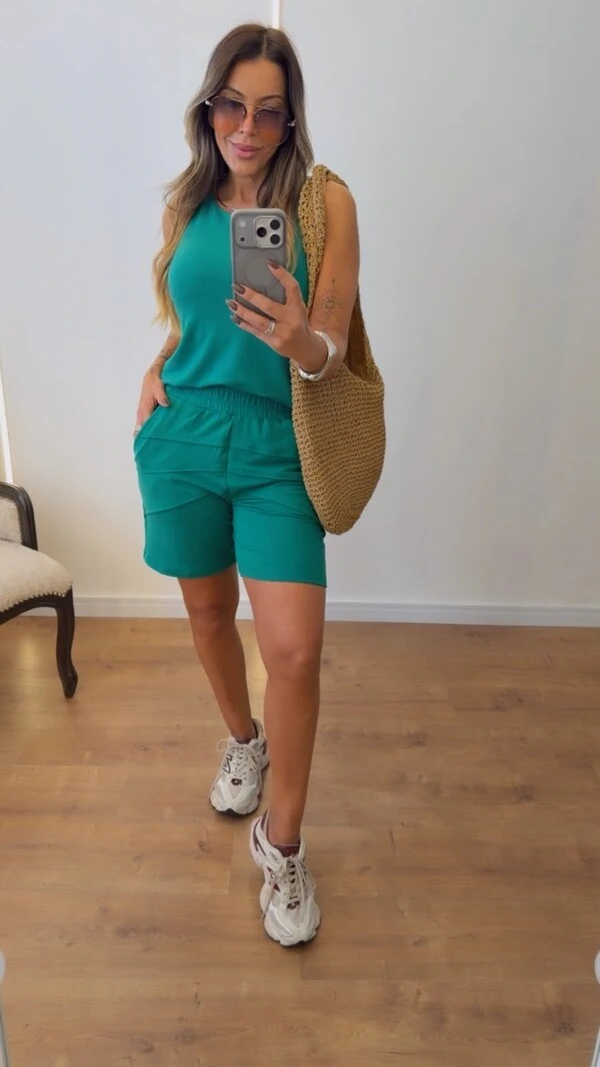 Conjunto Marina em Moletinho – Regata e Shorts Feminino