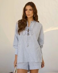 Camisa Listras Cecília Azul