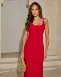 Vestido Canelado Luna Vermelho