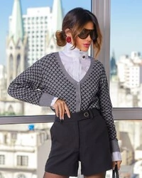 Cardigan Tricot Jamille Cinza