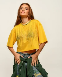 Blusa Cropped Brasil Amarela