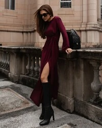 Vestido Amarração Isadora Vinho