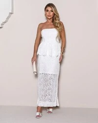 Blusa Peplum Renda Luisa Off White
