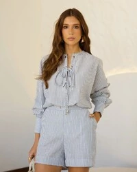 Camisa Listras Cecília Azul