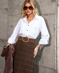 Saia Tricot Helena Marrom