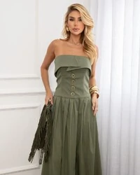 Vestido Tricoline Leonie Verde