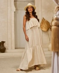 Vestido Luiza Areia Linho