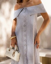 Vestido listras Cecília Azul