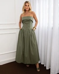 Vestido Tricoline Leonie Verde
