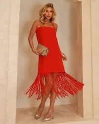 Vestido Franjas Cléo Vermelho