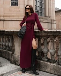 Vestido Amarração Isadora Vinho