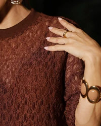 Camiseta renda naomi Marrom