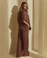 Camisa Listrada Melina Marrom