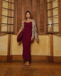 Vestido Canelado Eleonor Vinho