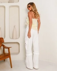 Calça Cargo Fiorella Off White