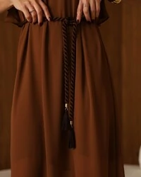Vestido Babados Melissa Marrom