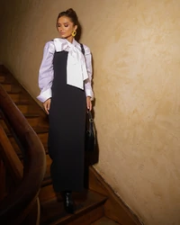 Vestido canelado Eleonor Preto