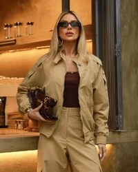 Jaqueta Bomber Tecno Giovana Bege