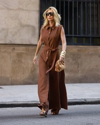 Calça pantalona Joana Marrom