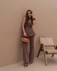 Calça Flare Giselle Marrom