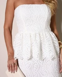 Blusa Peplum Renda Luisa Off White