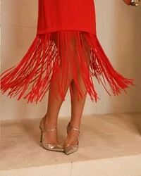 Vestido Franjas Cléo Vermelho