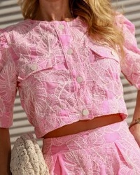 Conjunto Bordado Camila Rosa