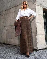 Saia Tricot Helena Marrom