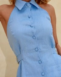 Blusa Puro Linho Luiza Azul