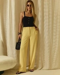 Calça Alfaiataria Tally Amarela