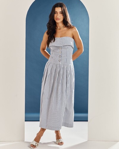 Foto Vestido Listras Tomara Que Caia Maya Azul Marinho