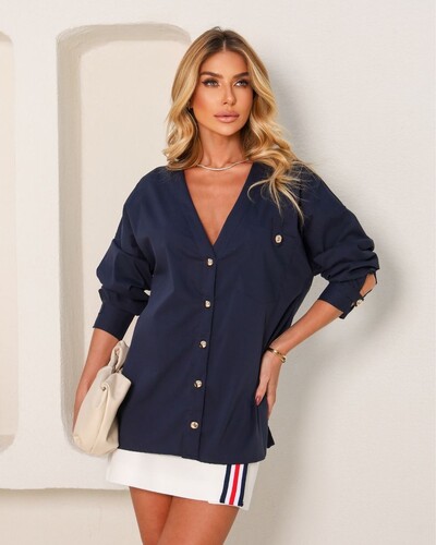 FotoCamisa Cecília Azul Marinho