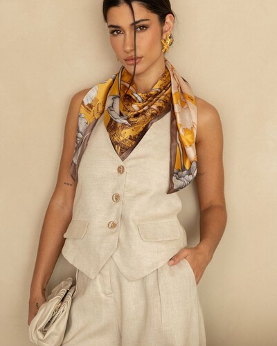 FotoColete Puro Linho Jasmin Areia