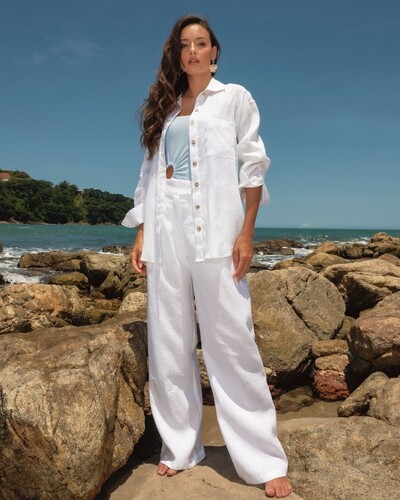 FotoCamisa Puro Linho Jasmim Branco