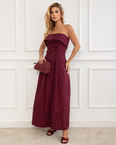 Foto Vestido Tricoline Leonie Cherry