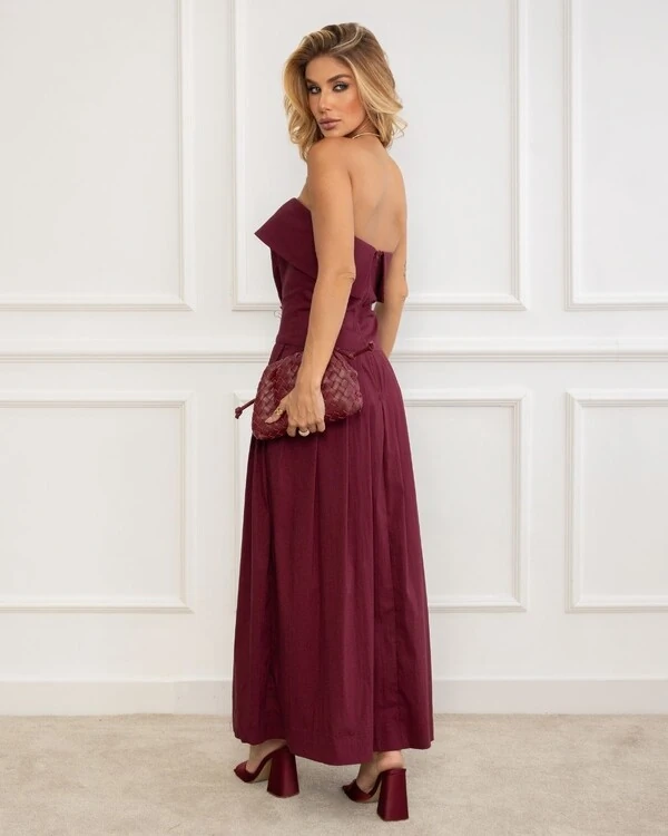 Vestido Tricoline Leonie Cherry