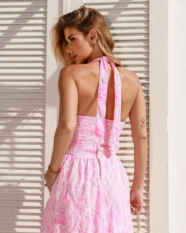 Vestido Bordado Camila Rosa