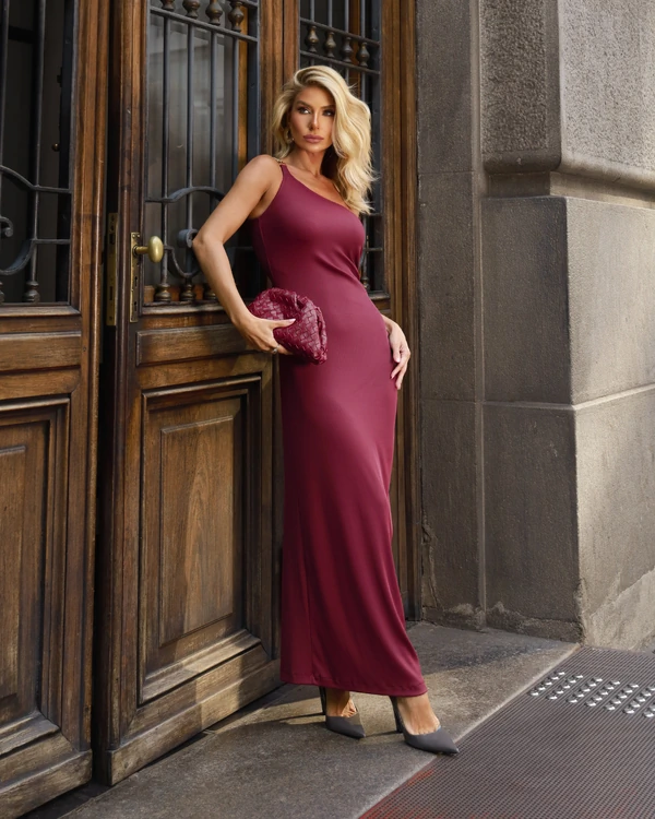 Vestido Ombro Só Norah Vinho