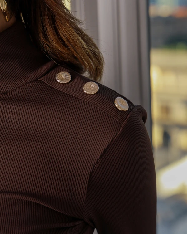 Blusa manga Única Nora Marrom
