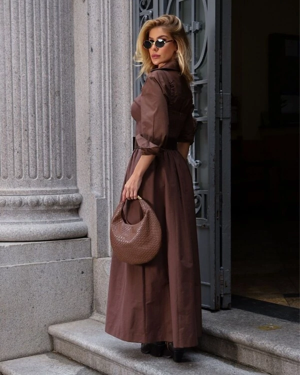 Vestido Longo Melina Marrom