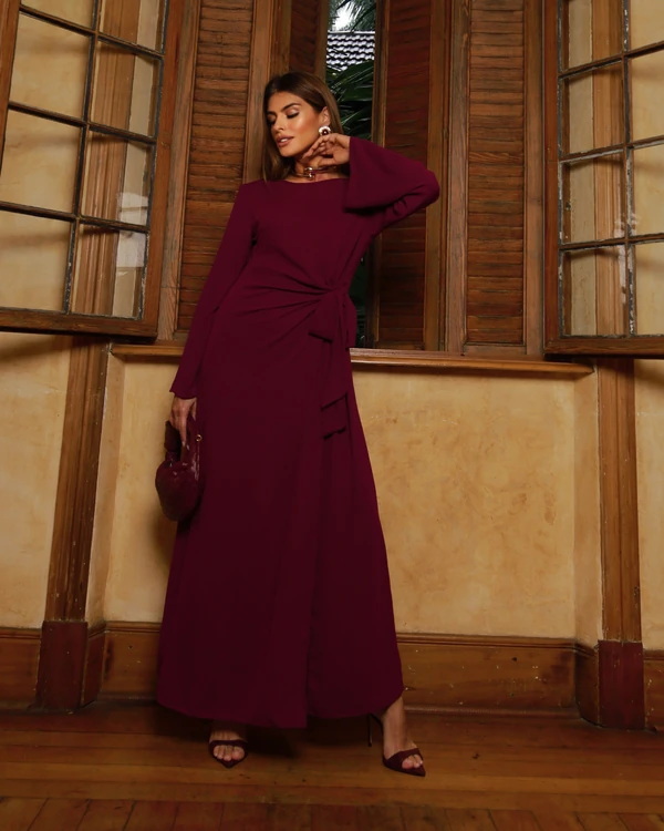 Vestido Amarração Isadora Vinho